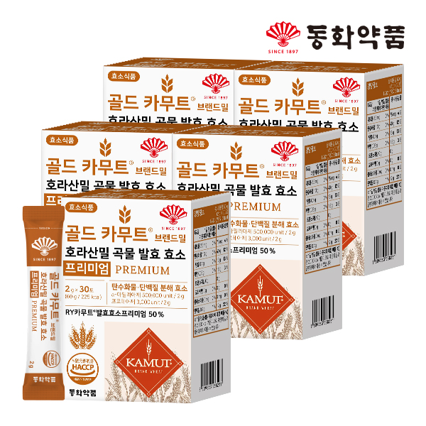동화약품 골드 카무트 호라산밀 곡물 발효 효소 프리미엄 30포, 5개