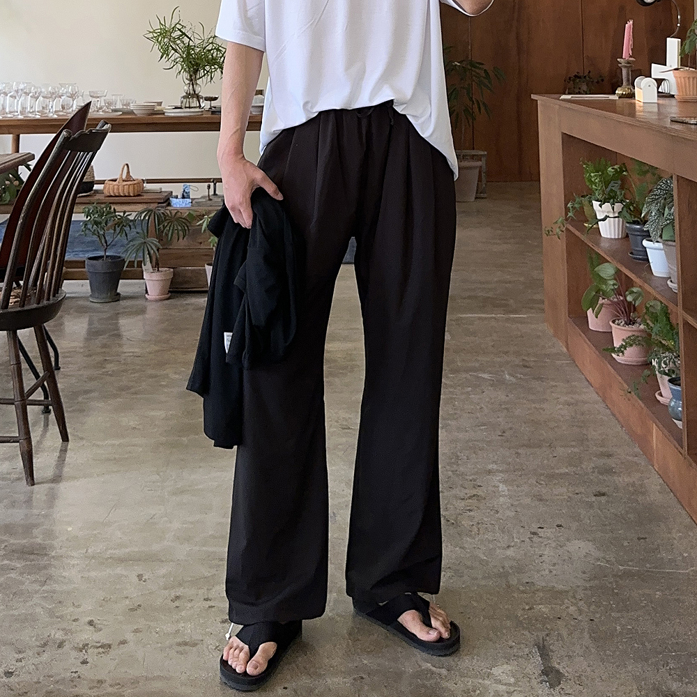 남자 여름 냉장고 바지 밴딩 아이스 쿨링 남자 와이드 팬츠 - 상품 이미지