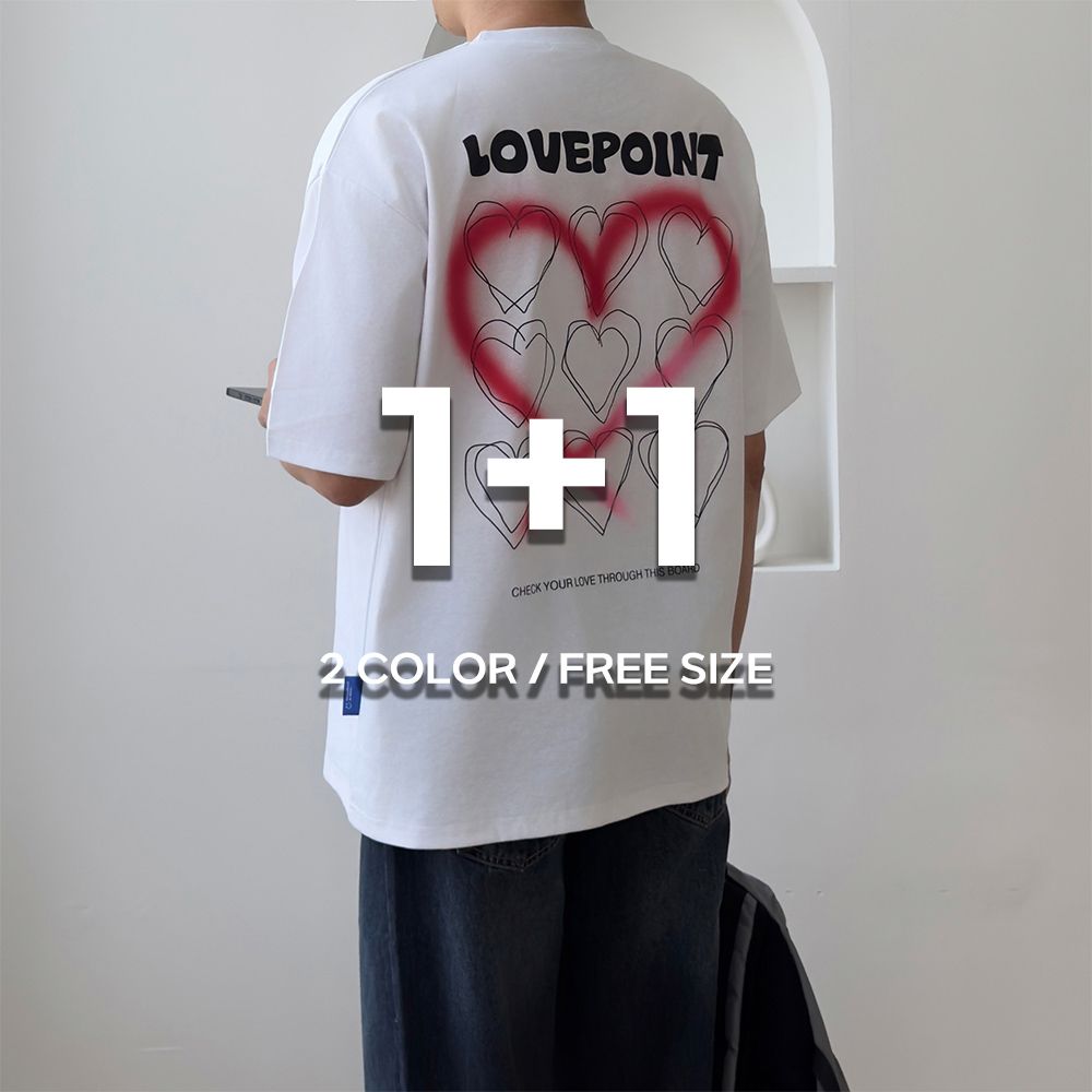1+1 남성오버핏반팔 쿨티셔츠 - 상품 이미지