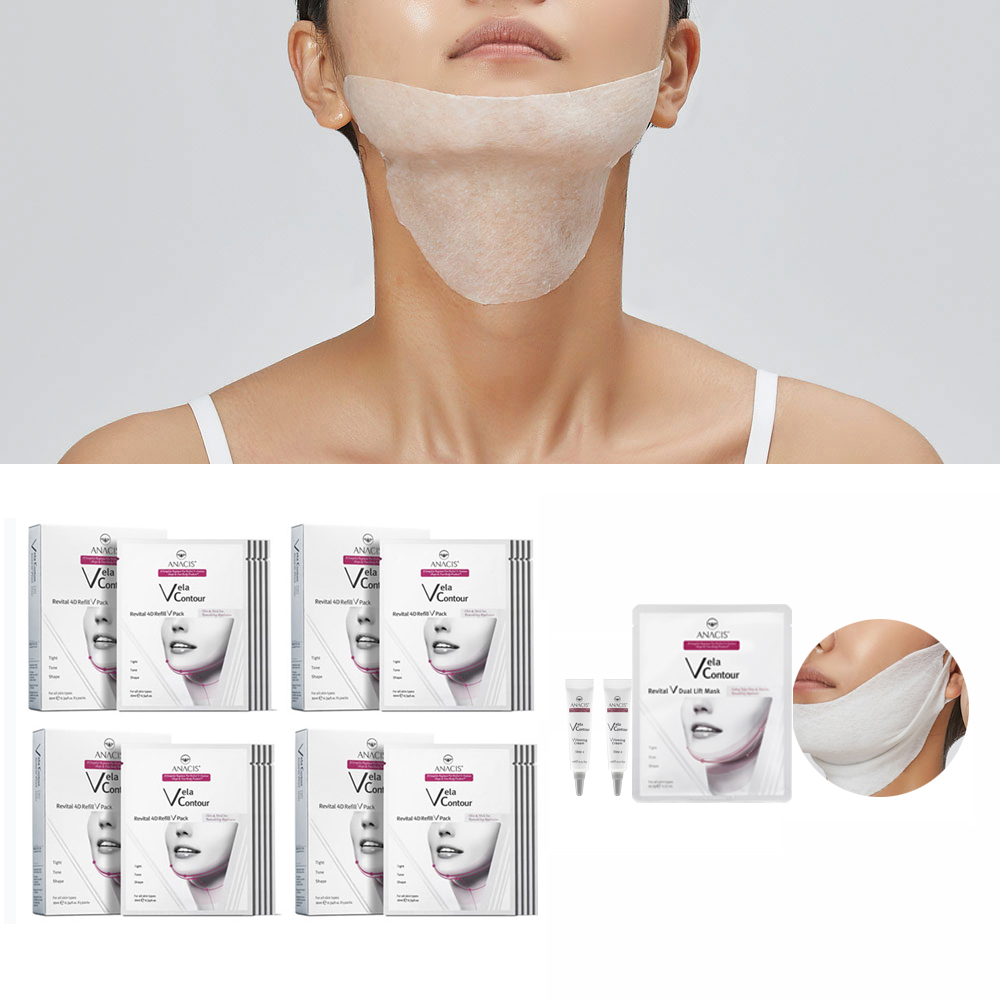 벨라컨투어 리필 목주름팩 넥마스크팩 4세트 브이라인팩 1매 퍼밍크림7g 2개 - 메인 이미지