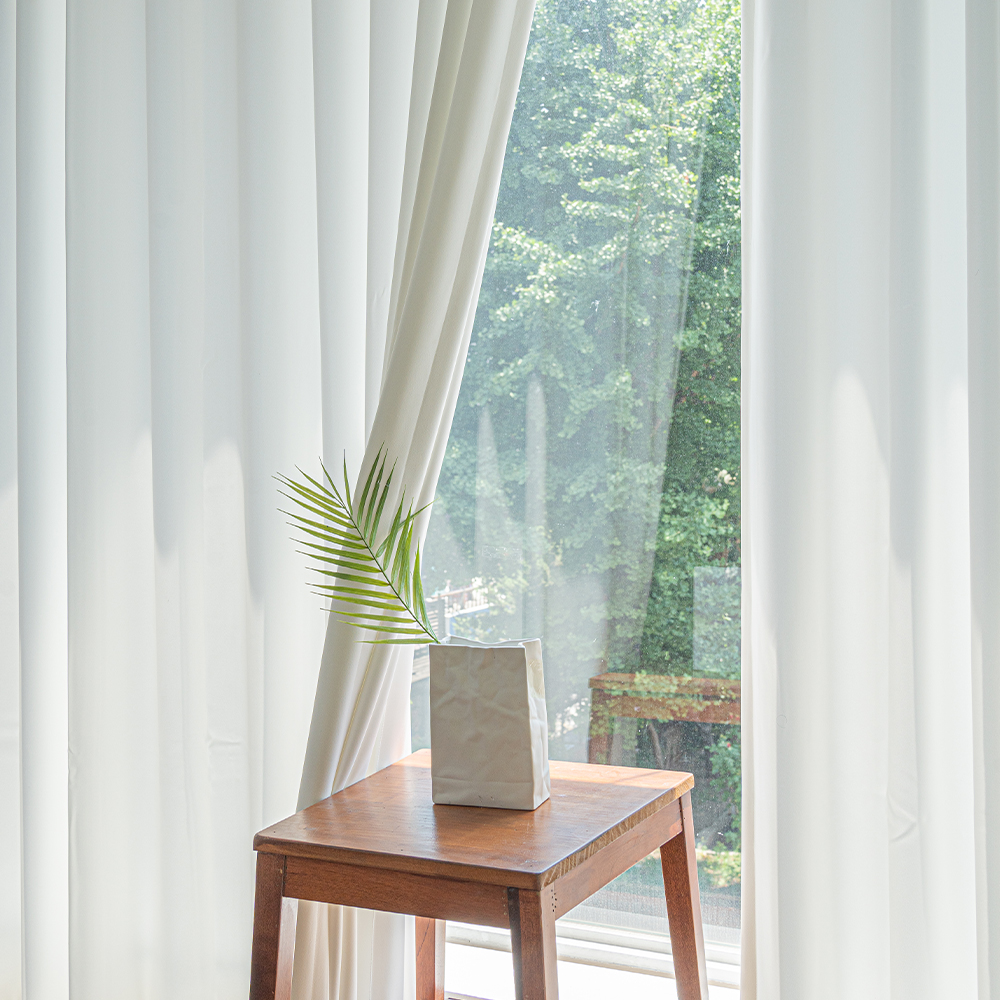 원단공장 국내산 퓨어화이트 화이트 나비주름 형상기억 암막커튼 가로 60 CM 맞춤제작