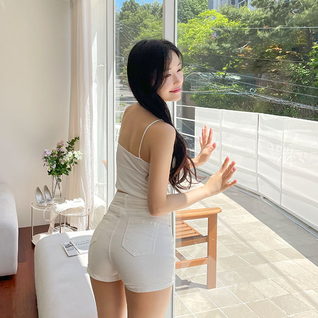 [N배송]크라시앙 2cm 볼륨 캡내장 골지나시 민소매 나시탑 브라탑나시 이미지 6