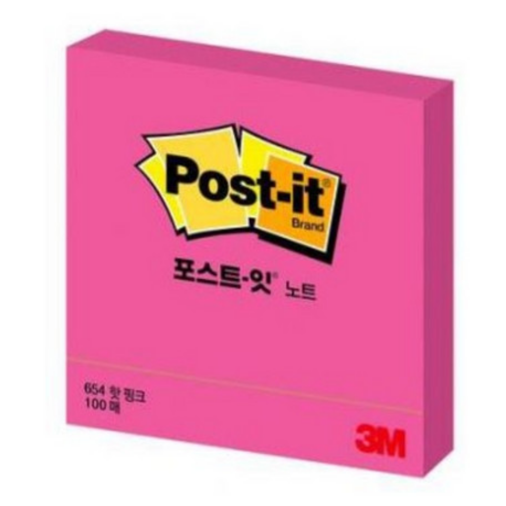 포스트잇 654 핫핑크 76x76 100매 분홍 포스트잇 핑크 - 상품 이미지