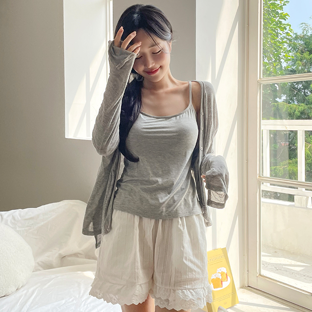 크라시앙 브라프리 에어나시 캡내장 노와이어 민소매 레이어드 얇은끈 나시탑 상품 이미지