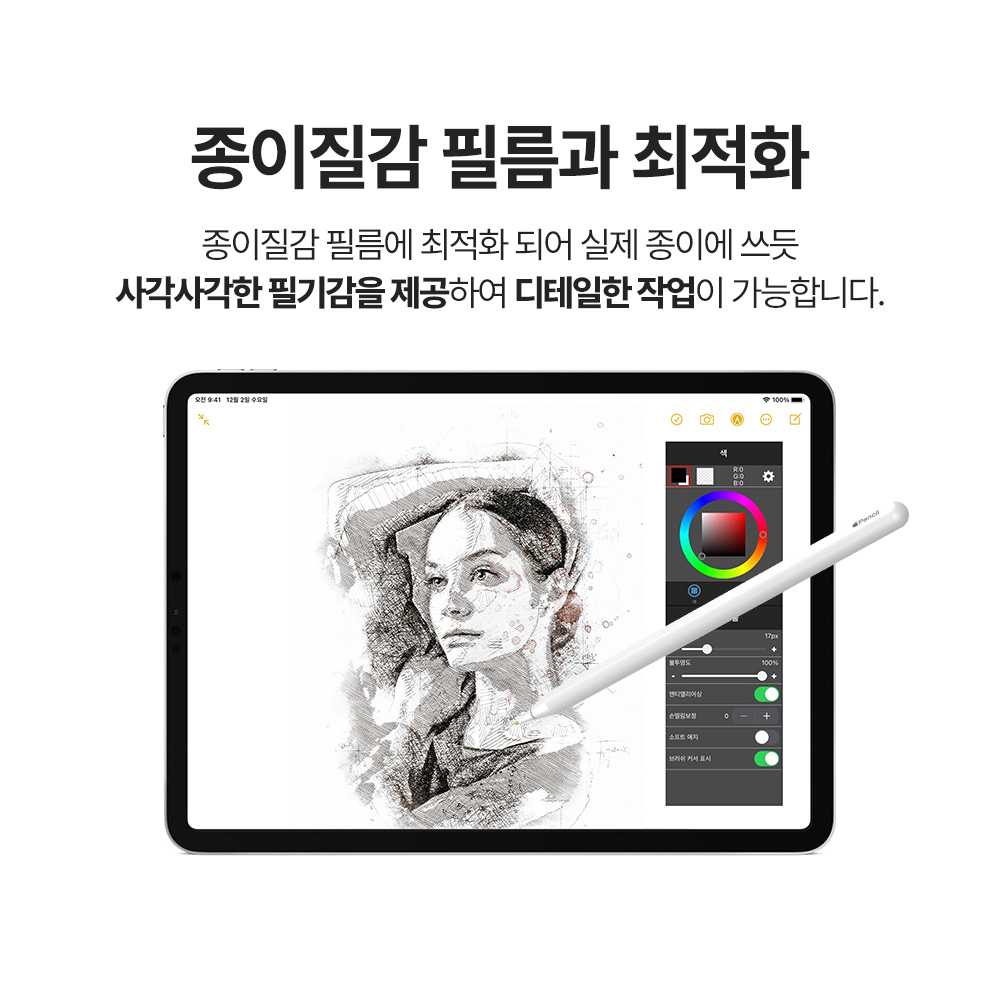 랩씨 애플펜슬 프로 2세대 1세대 USB-C 호환 메탈 펜촉 반영구 팁 연필형 이미지 8