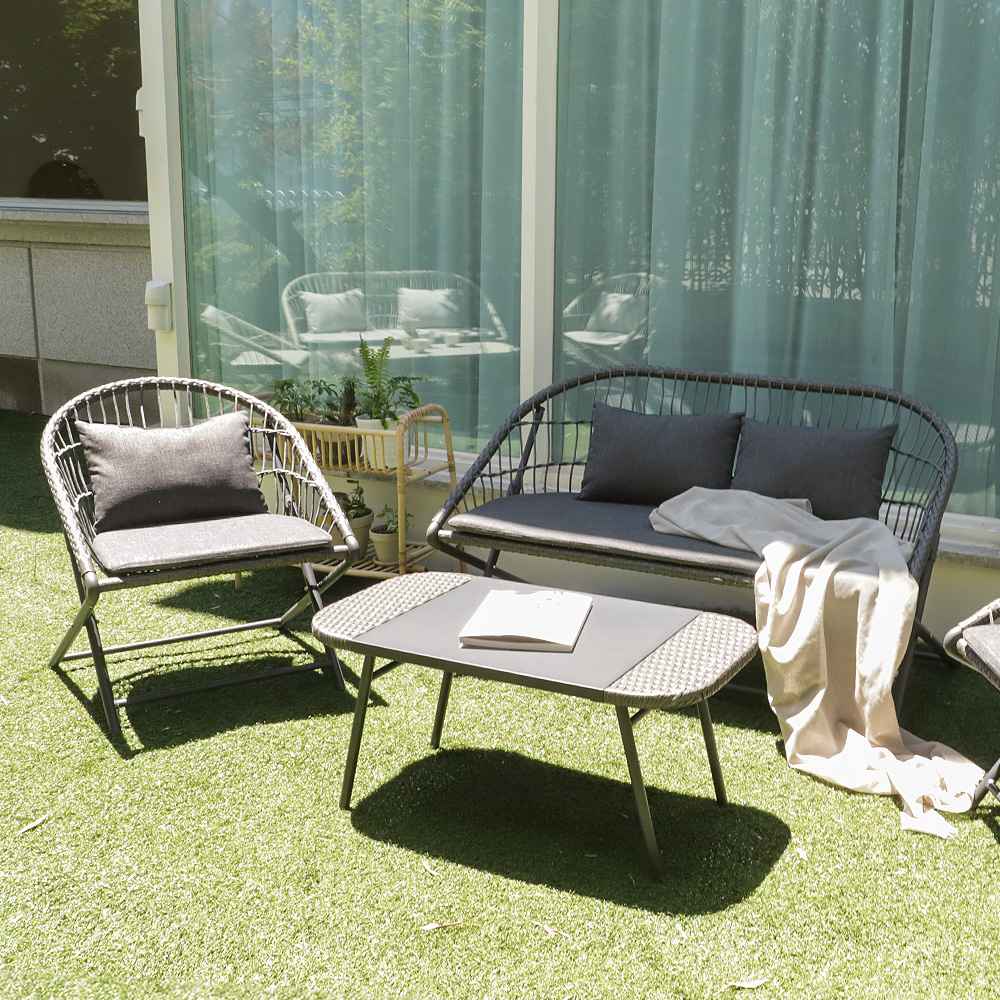 트레이시 야외용 접이식 테이블 4인 의자세트 폴딩의자 카페 베이지