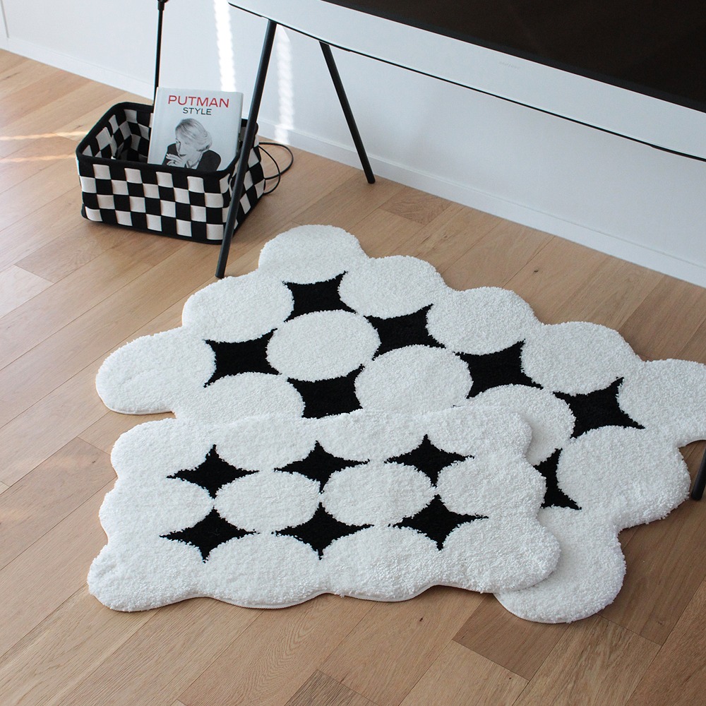 재니쓰홈 써클 다이아 발매트 욕실 주방 화장실 거실 미니 러그 미드센츄리 모던 인테리어