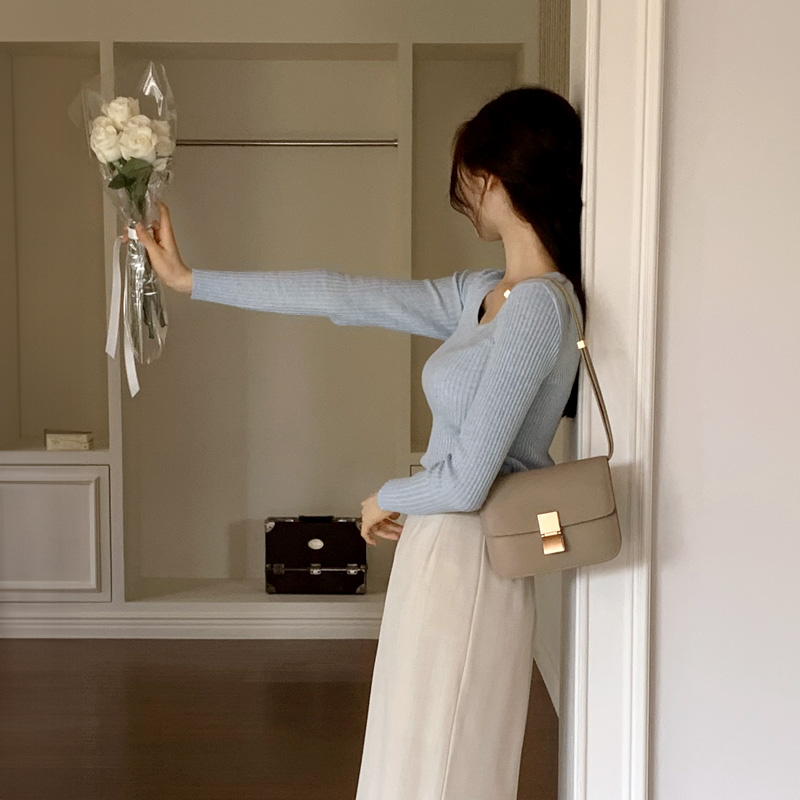 메이디 스퀘어넥 골지 긴팔 티셔츠 ts4080 - 상세 이미지 5