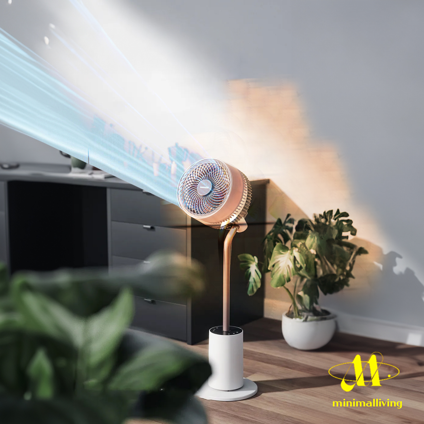 저소음 써큘레이터 선풍기 360도 BLDC 에어서큘레이터 무소음 가정용 3D 무드등