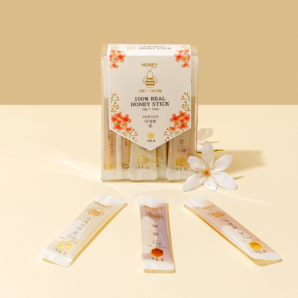 -23.5 꿀스틱 국산 아카시아 벌꿀 휴대용 허니스틱 12g 15개입 답례품 선물