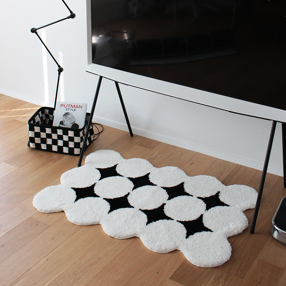 재니쓰홈 써클 다이아 발매트 욕실 주방 화장실 거실 미니 러그 미드센츄리 모던 인테리어