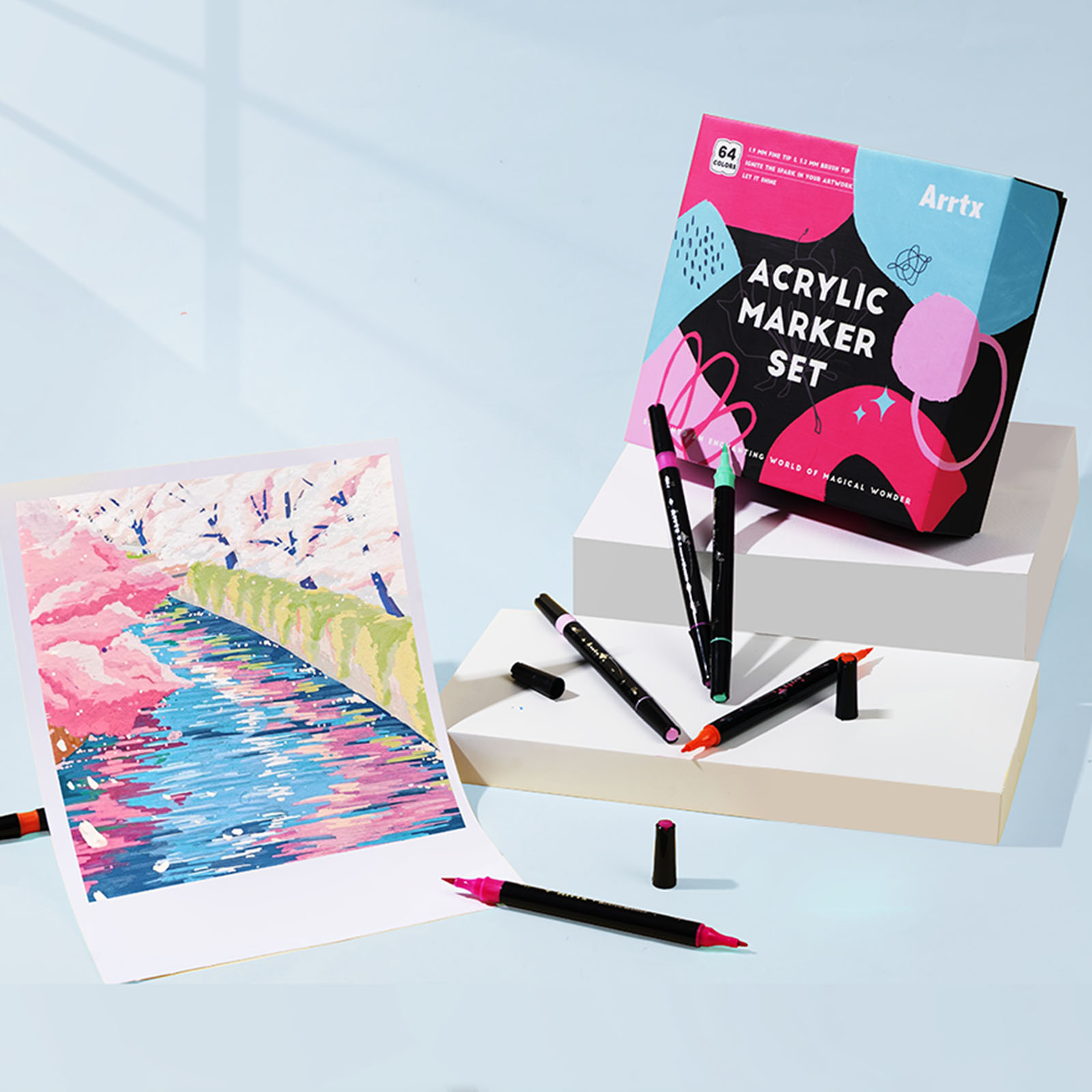 아트엑스 아크릴 마카펜 표준형 64색 세트 전문가용 이미지 4