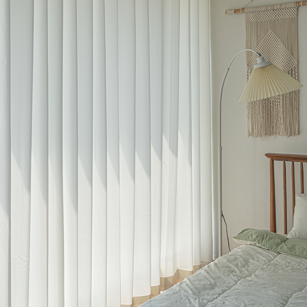 원단공장 국내산 퓨어화이트 화이트 나비주름 형상기억 암막커튼 가로 60 CM 맞춤제작