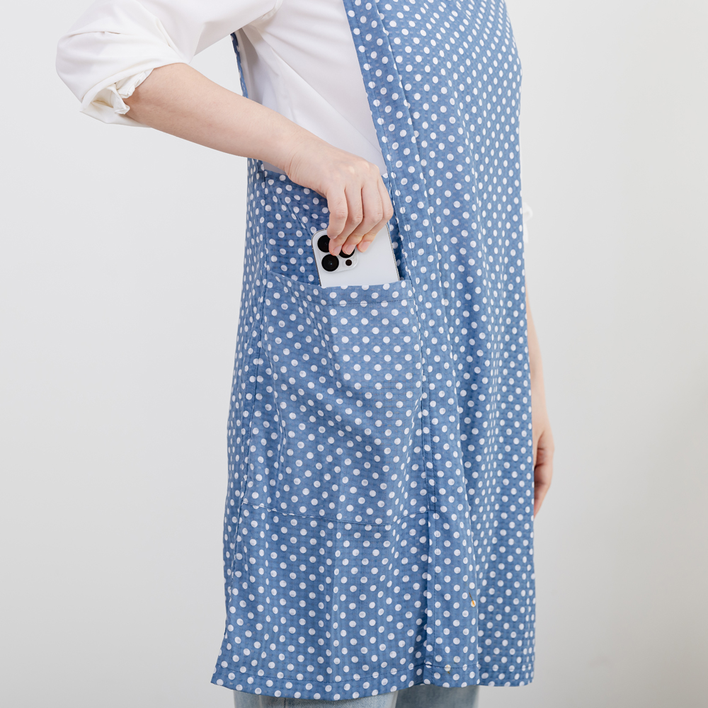 데코에버 여름 쉬폰 원피스앞치마 옆주머니형 롱사이즈 어린이집교사 요양보호사 앞치마