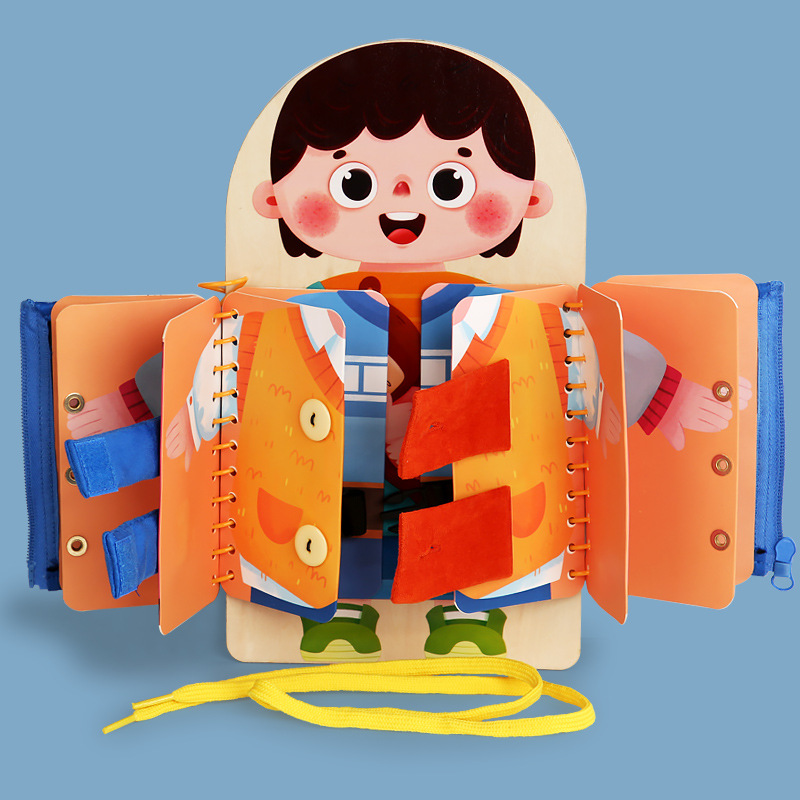 마크라쏭 옷입기 연습 비즈보드 지퍼 끈 끼우기 만지작 소근육 감각발달 아동 유아 교구 이미지 8