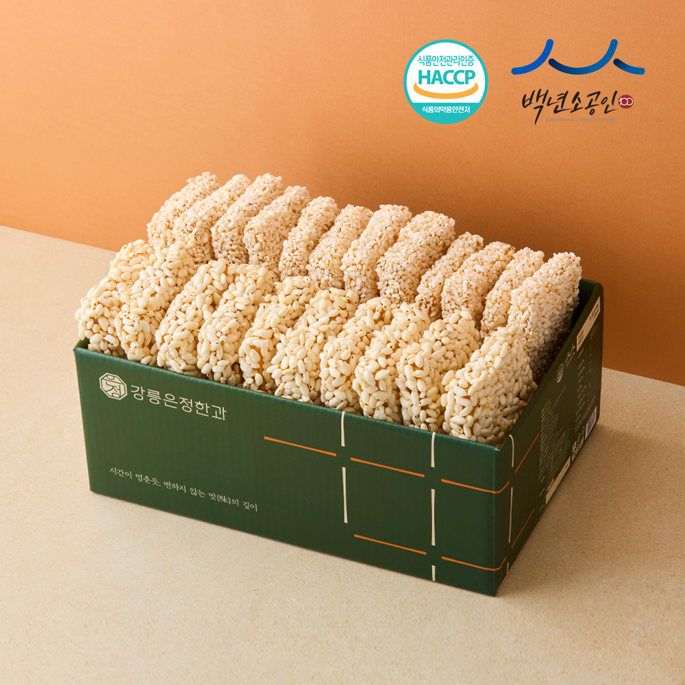 강릉 수제한과 찹쌀+통밥과줄 1kg(500gx2봉) 전통유과 대용량 명절 선물 부모님간식 - 상품 이미지