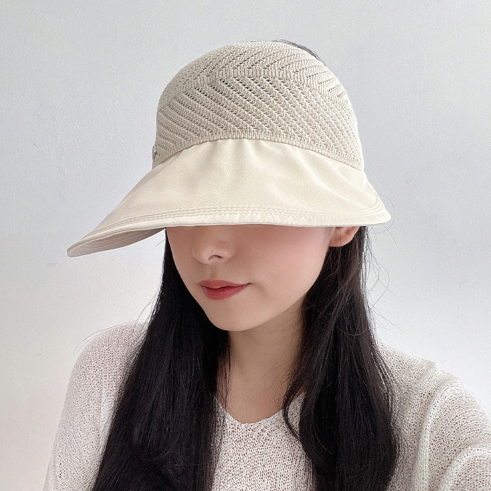 동대문모자 코튼 펀칭 uv 썬캡 여성 여름 햇빛 차단 바이저 선캡 - 상세 이미지 3