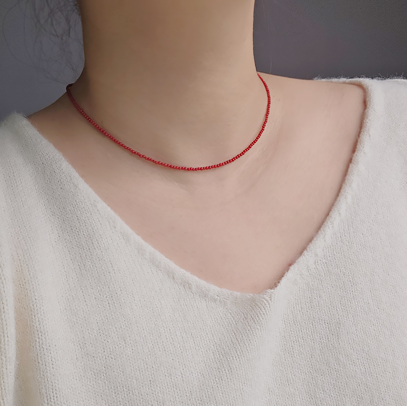 천연 원석 산호 터키석 말라카이트 라피스라줄리 초커 숏 목걸이 써지컬스틸 이미지 6
