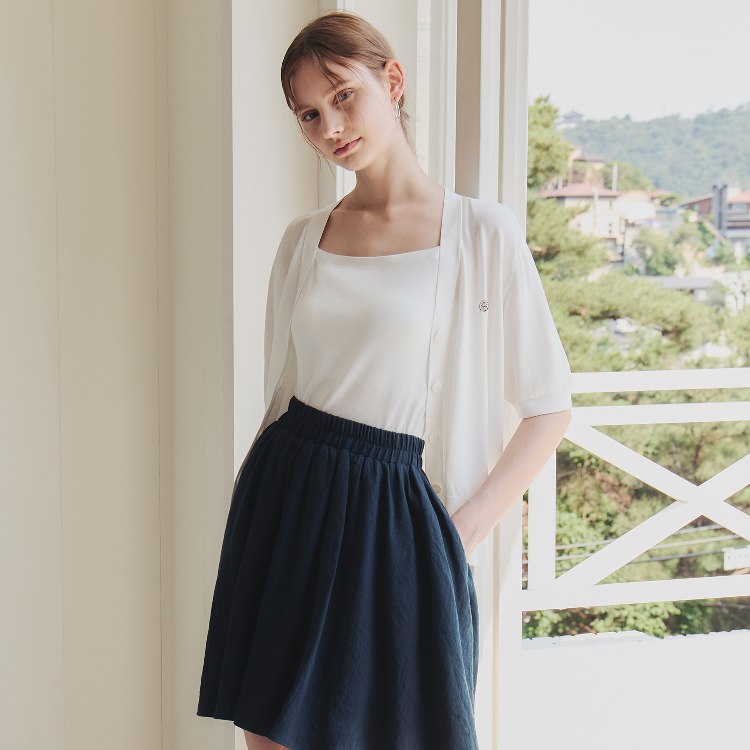 [제로스트릿][3컬러] 심플리 가디건 & 나시 세트 SIMPLEY CARDIGAN &  SLEEVELESS SET - 상세 이미지 4