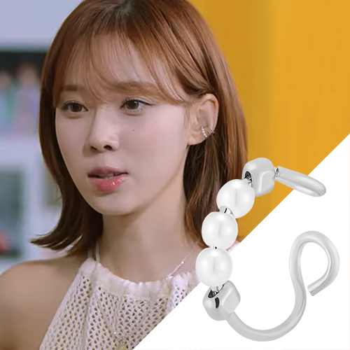 폴브리알 볼 진주 귀찌 이어커프 연예인 귀안뚫는 귀걸이 김지원 윈터 PDBE0156 - 메인 이미지