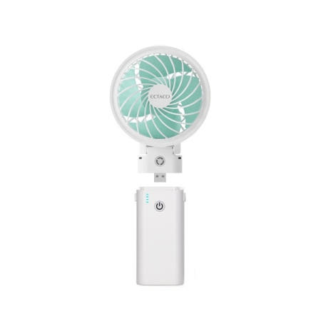 엑타코 X7000 3세대 C타입 삼성셀 보조배터리 겸용 대용량 휴대용선풍기 크림화이트