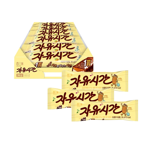 해태 자유시간 432g(36g x12개입) 1각 박스안심포장 초코바 : 체리마켓20