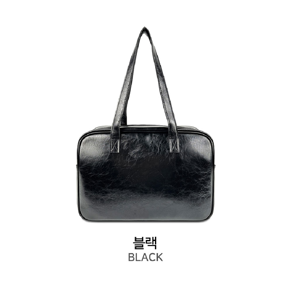 빅사이즈 보스턴 숄더백 가방 심플한 스퀘어 데일리 사각 큰 레더 숄더백 가방 - 상세 이미지 2