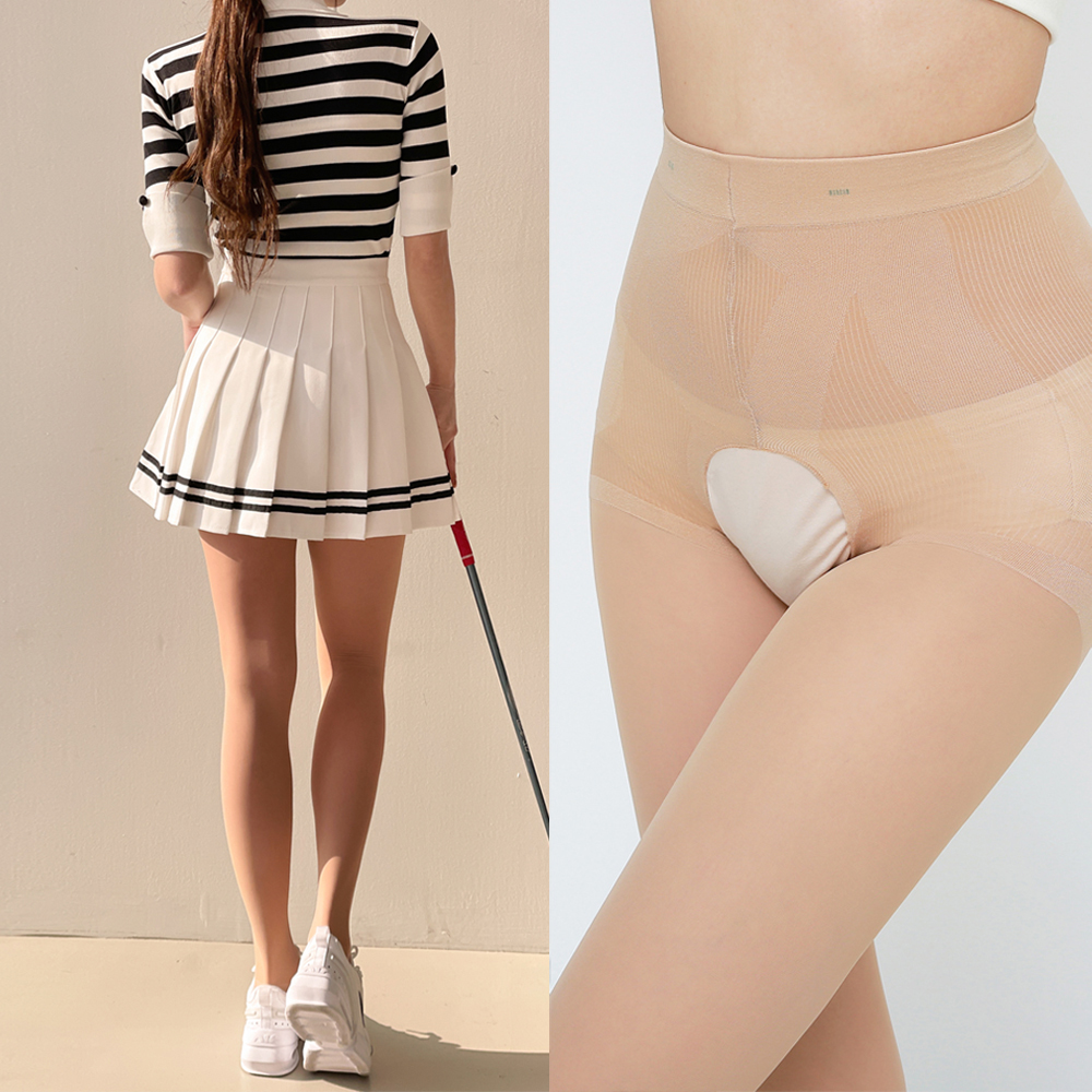 여성 골프스타킹 레깅스 타이즈 보정 자외선차단 살색 고리형 기모 밑트임 고탄력