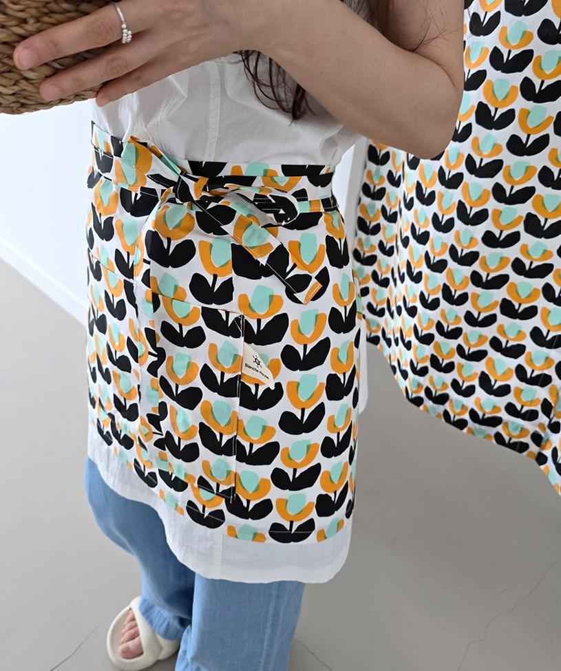 블랑쉬 라도노추추 블랙 튤립 에이프런 허리 앞치마 (자체제작)