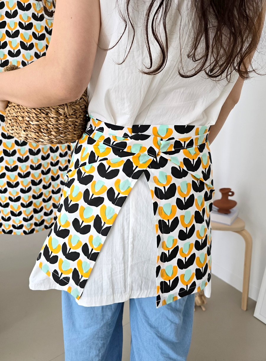 블랑쉬 라도노추추 블랙 튤립 에이프런 허리 앞치마 (자체제작)