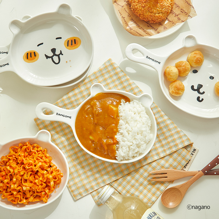 담곰이 핸들 플레이트 2P 세트 농담곰 손잡이 그릇 앞접시 식기 캐릭터 굿즈 - 상세 이미지 2