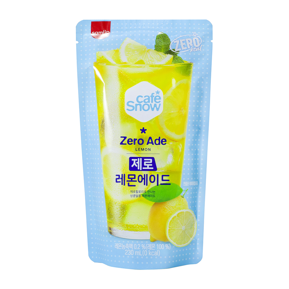 집에서 즐기는 삼립 카페스노우 에이드 아이스티 230ml  x10봉(곽)  애플망고 체리 레몬 복숭아 사과 여름 파우치 얼음 음료수 : 전진몰