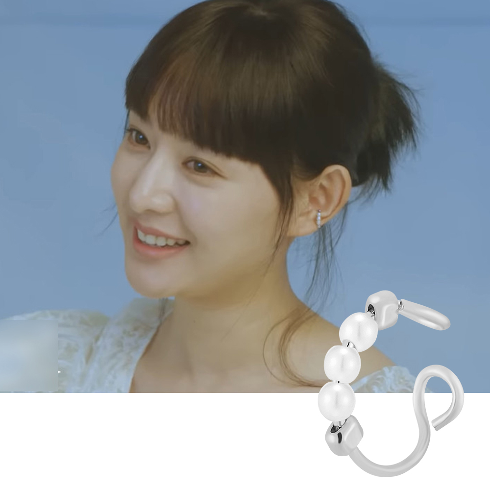 폴브리알 볼 진주 귀찌 이어커프 연예인 귀안뚫는 귀걸이 김지원 윈터 PDBE0156 - 상세 이미지 2