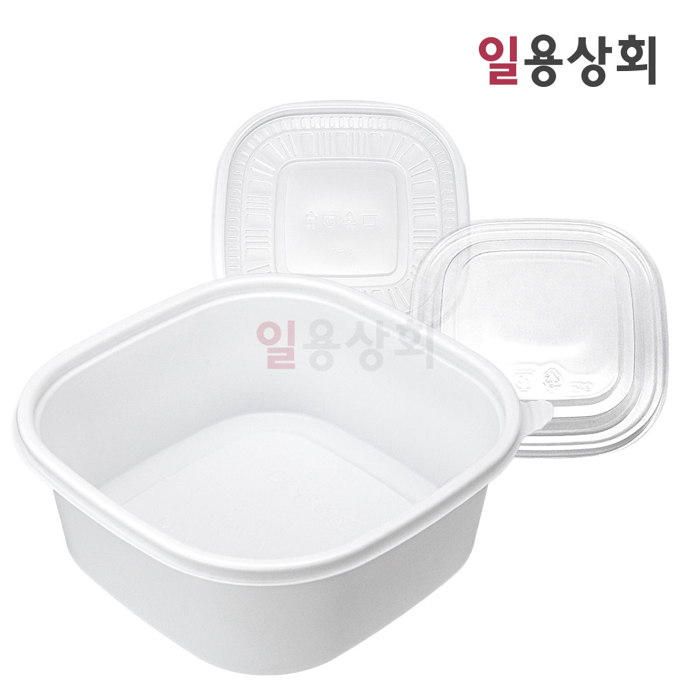사각용기 TY 180 1200ml 대 백색 / 죽 반찬 샐러드 : 일용상회