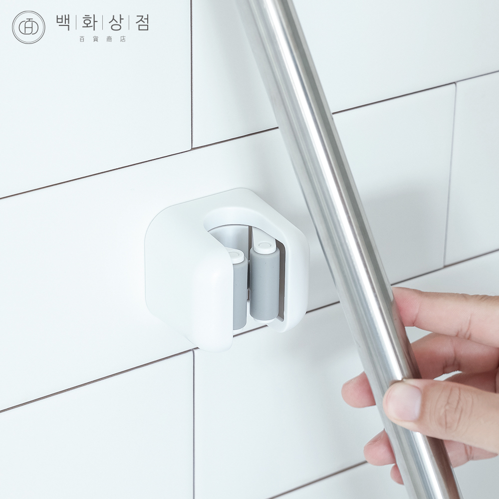 백화상점 부착식 밀대걸이 청소도구걸이 욕실 화장실 벽걸이 꽂이 1개입