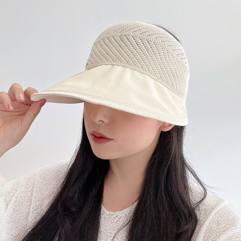 동대문모자 코튼 펀칭 uv 썬캡 여성 여름 햇빛 차단 바이저 선캡 - 상세 이미지 4