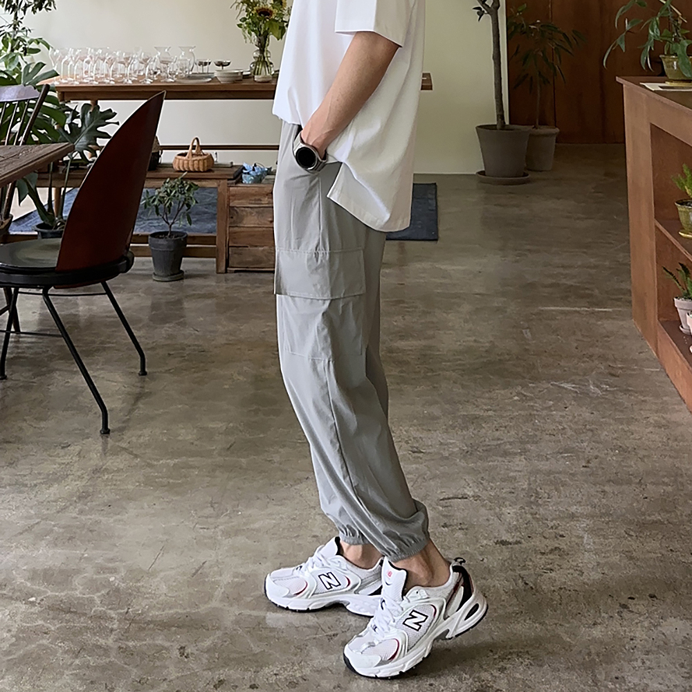 1+1 남자 바지 아이스 밴딩 냉장고 바지 남성 카고 조거팬츠 - 상세 이미지 2