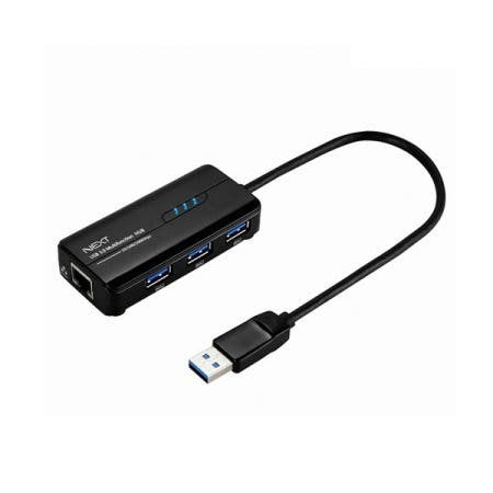 넥스트유 4포트 USB 3.0 무전원허브 기가비트 랜카드 NEXT-UH303LAN