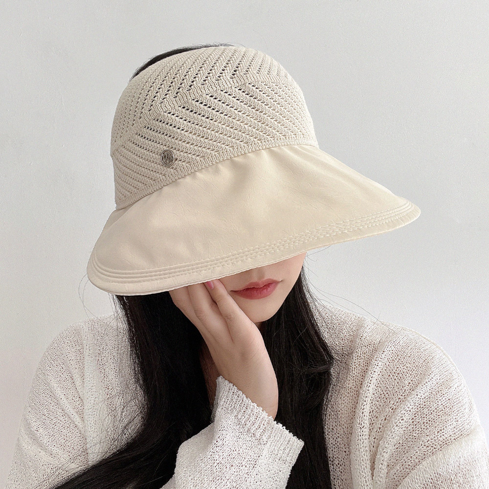 동대문모자 코튼 펀칭 uv 썬캡 여성 여름 햇빛 차단 바이저 선캡 - 상세 이미지 2