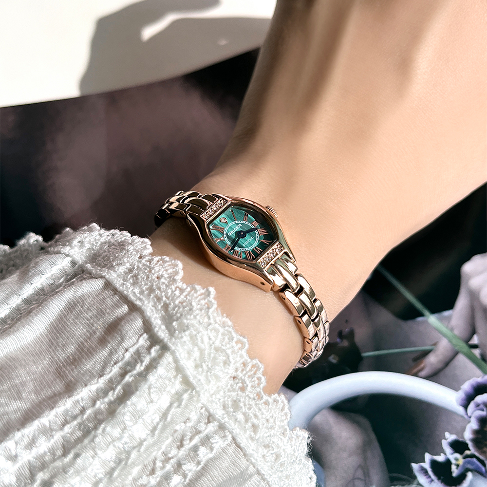 가이거시계 여성 메탈 큐빅 다이아 얇은 시계 팔찌 자개