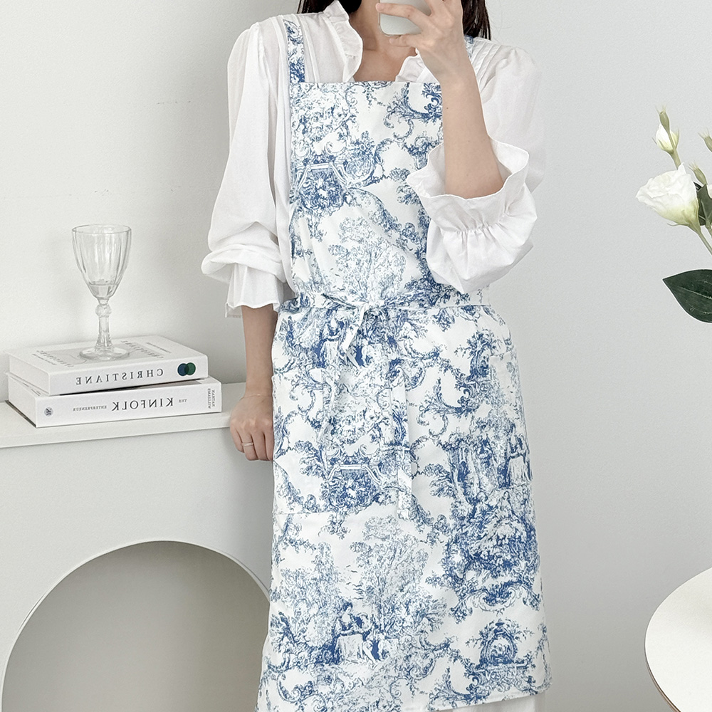 한스데이 뜨왈 베이직 심플 방수 앞치마 롱 원피스 에이프런