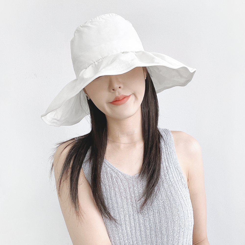 아미아나 바스락 프릴 챙넓은 휴양지 대챙 벙거지모자 버킷햇 - 상세 이미지 2
