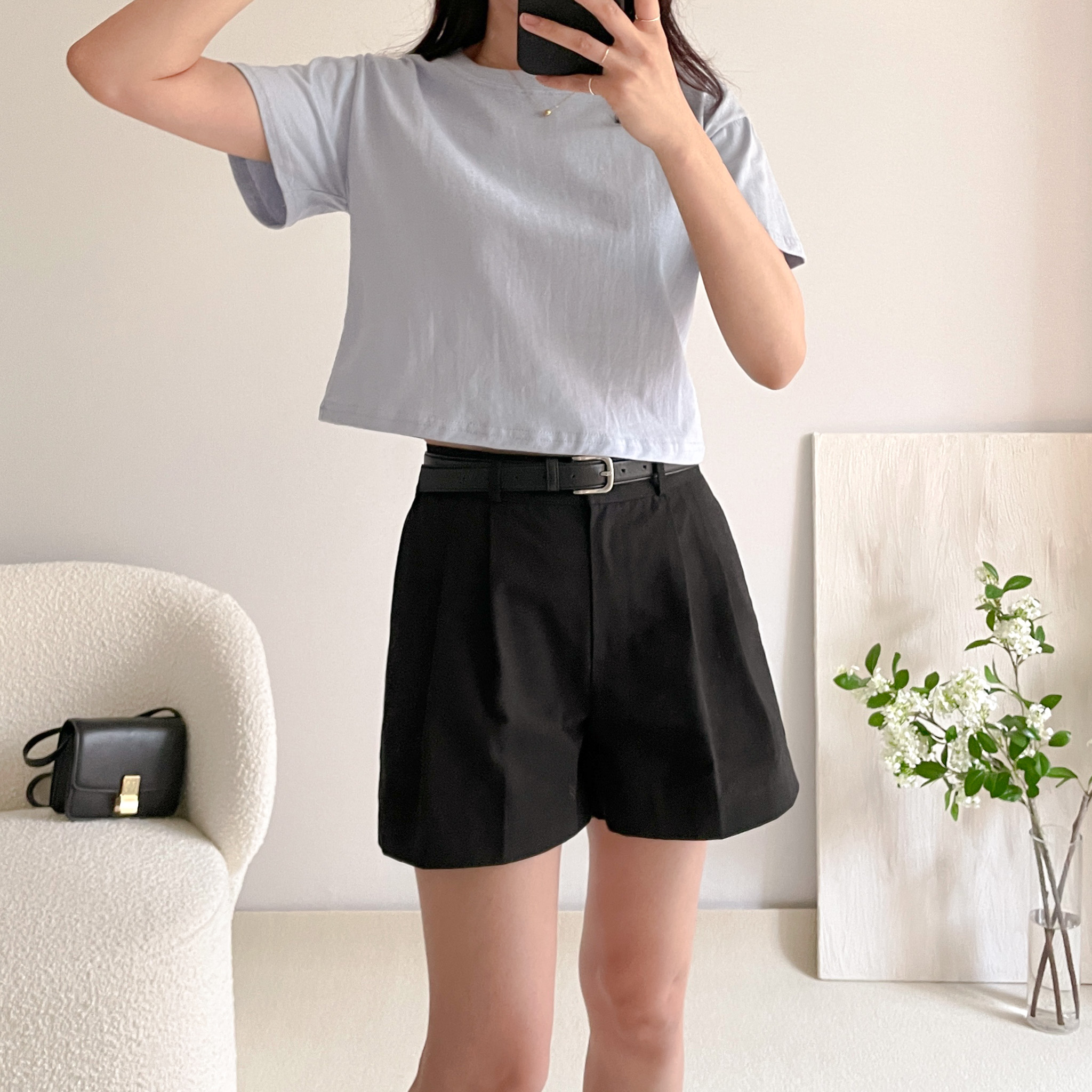 1+1 흰티 흰티셔츠 세미크롭반팔티 크롭반팔티 이미지 6