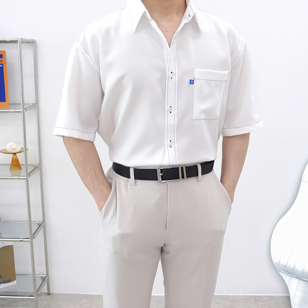 남자블랙셔츠 남성흰셔츠 링클프리반팔셔츠 이미지 7