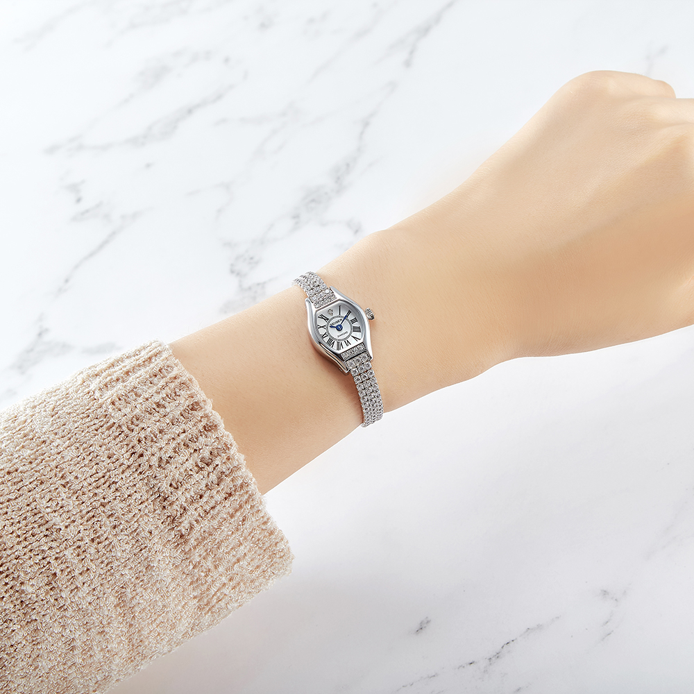 가이거시계 여성 메탈 큐빅 다이아 얇은 시계 팔찌 자개