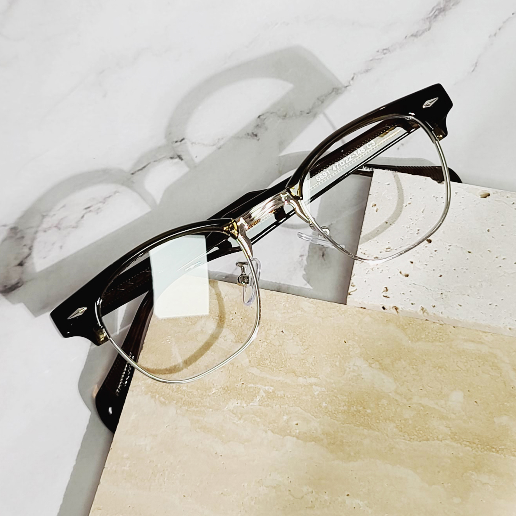 빈티지 사각 하금테 반뿔테 안경 반테 자외선 블루라이트 차단