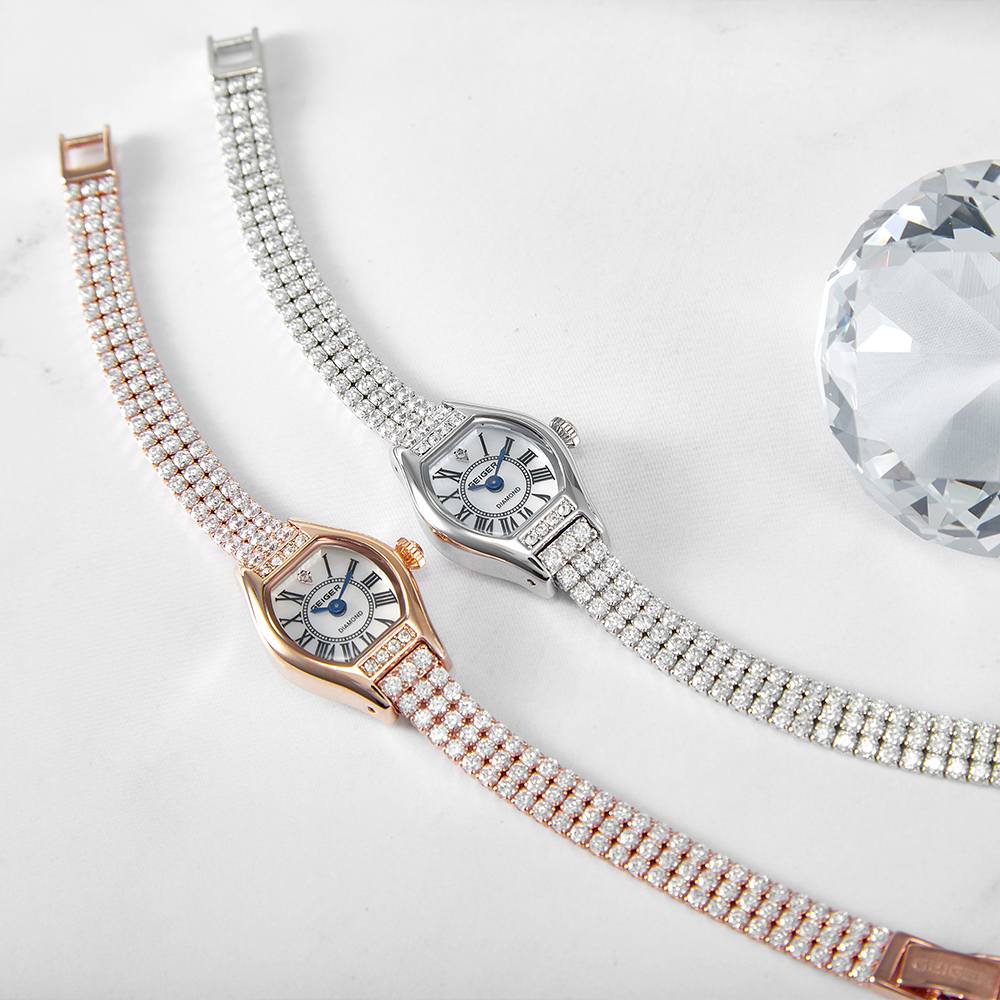 가이거시계 여성 메탈 큐빅 다이아 얇은 시계 팔찌 자개