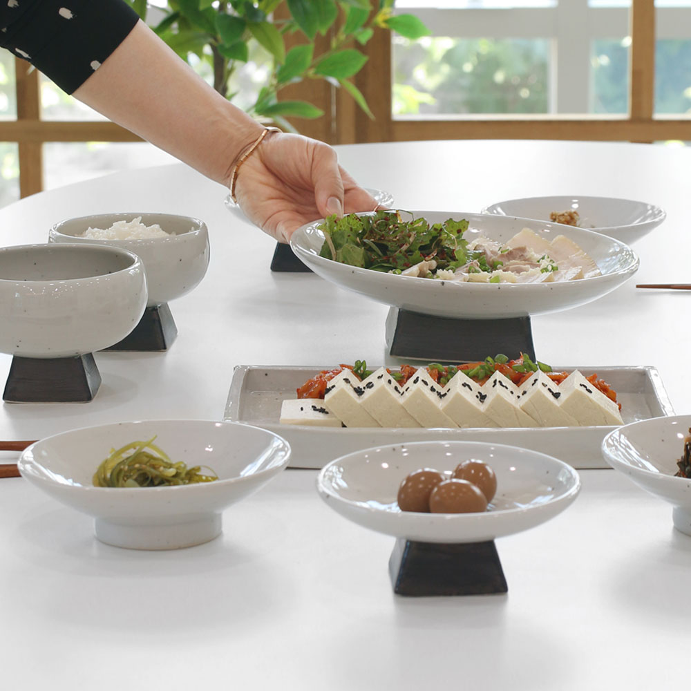 여주도자기 묘미 핸드메이드 굽높은 그릇 2인 12p 그릇세트