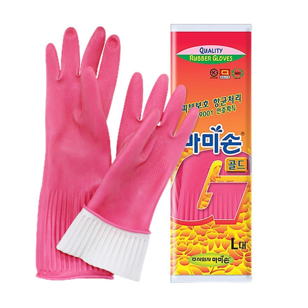 마미손 라텍스 고무장갑 핑크색 36cm 대형