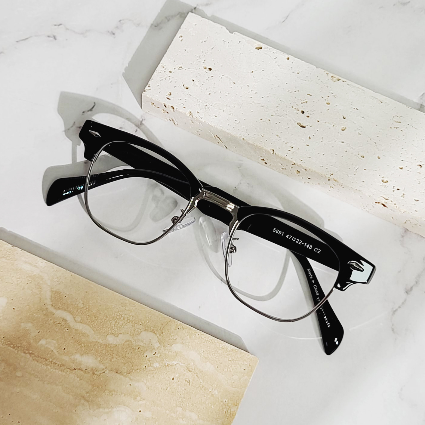 빈티지 사각 하금테 반뿔테 안경 반테 자외선 블루라이트 차단